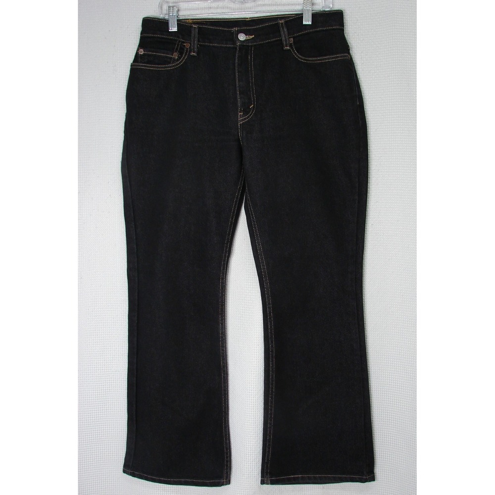 Vtg Levis Jeans 515 Size 12P M 33x29 Black Wash Boot Cut Stretch Mid Rise Y2K